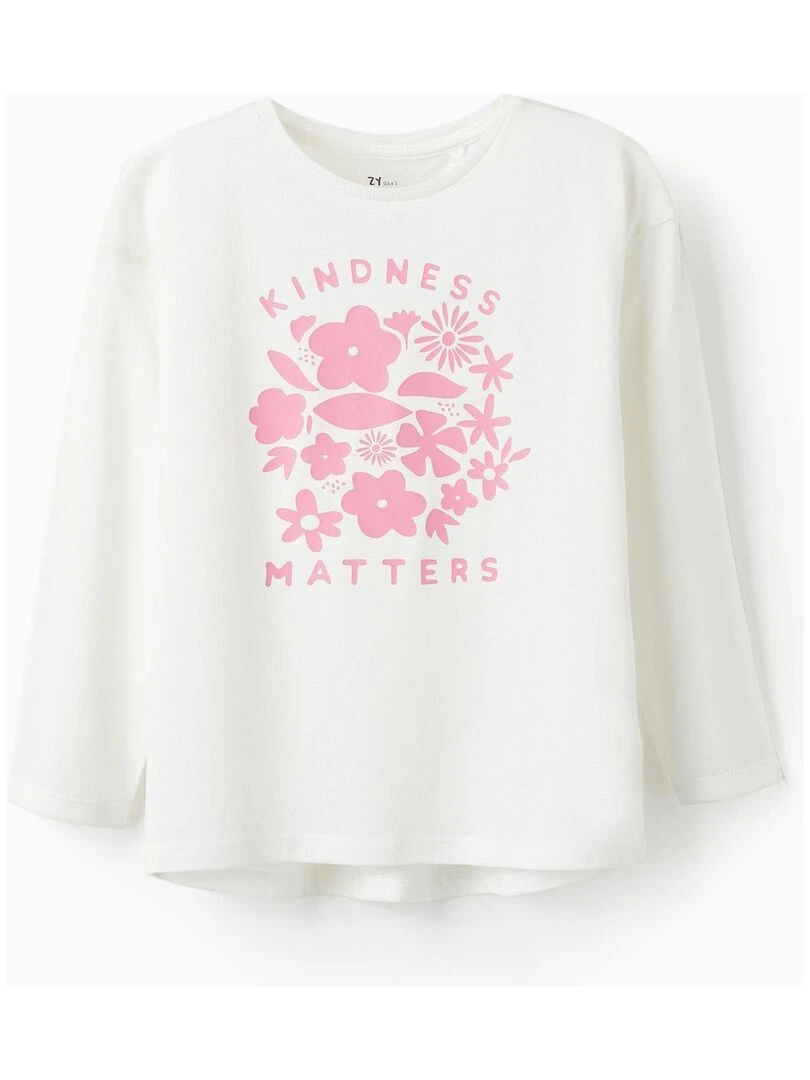 T shirt à manches longues pour fille 'Kindness Matters' manches longues Blanc