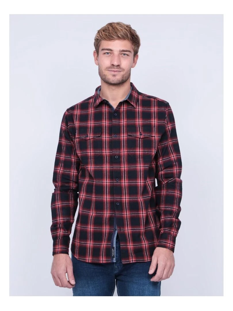 Chemise manches longues carreaux TORIKO Bordeaux