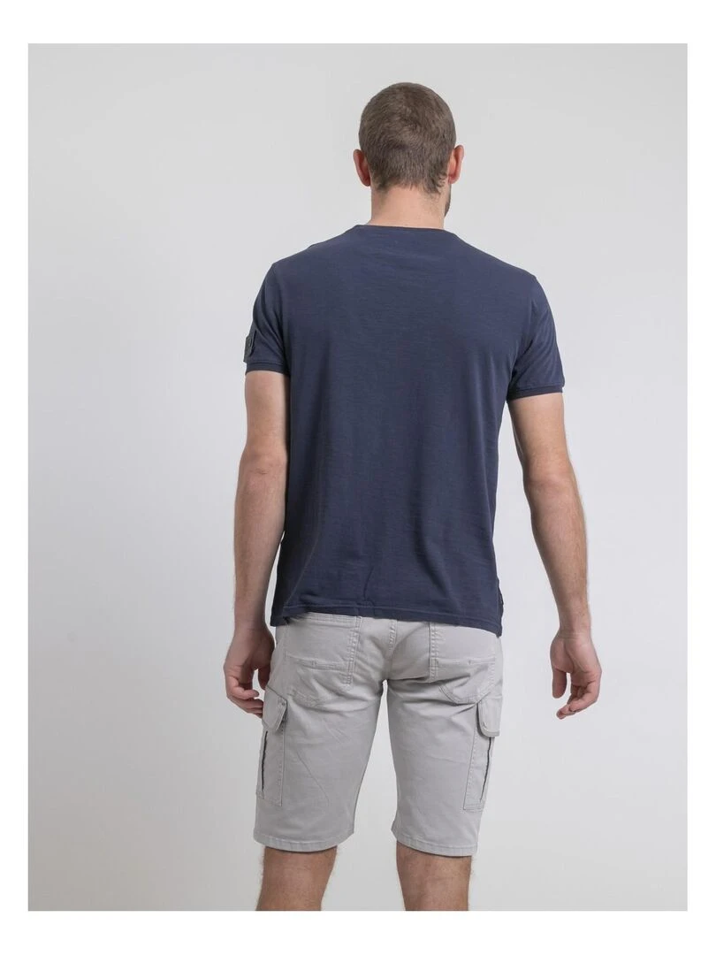 T shirt col rond pur coton NERIGOTE   Bleu marine