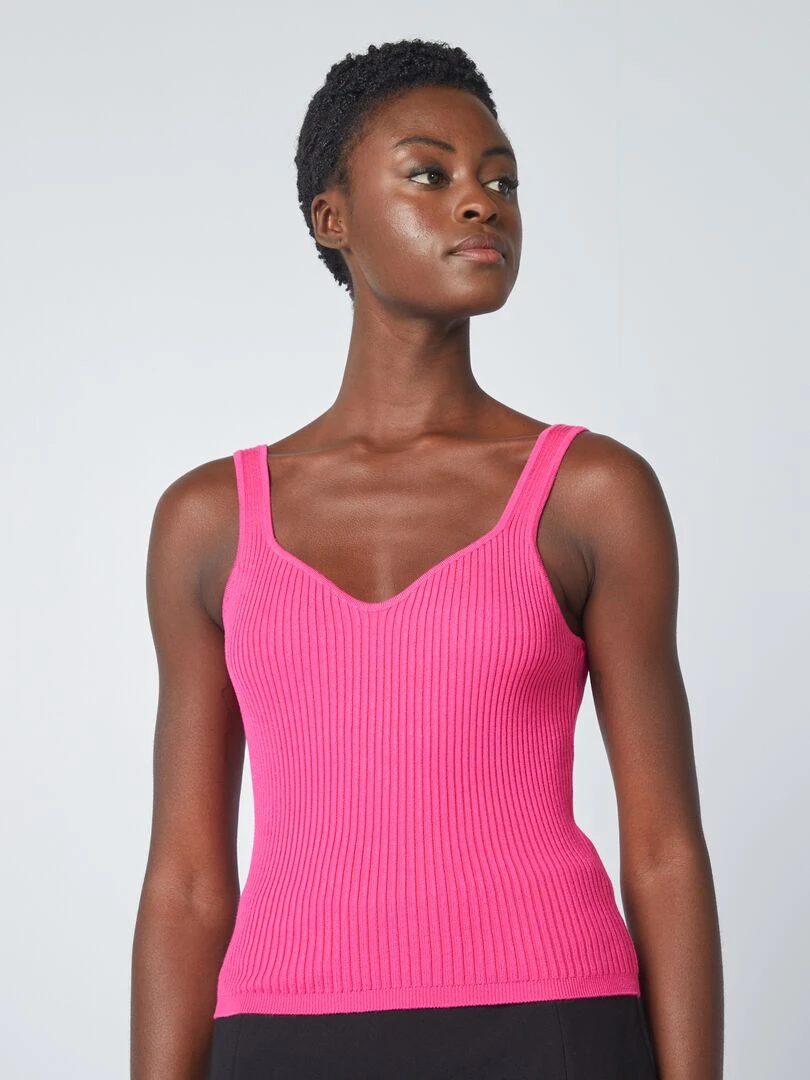 Débardeur en maille côtelée   Rose