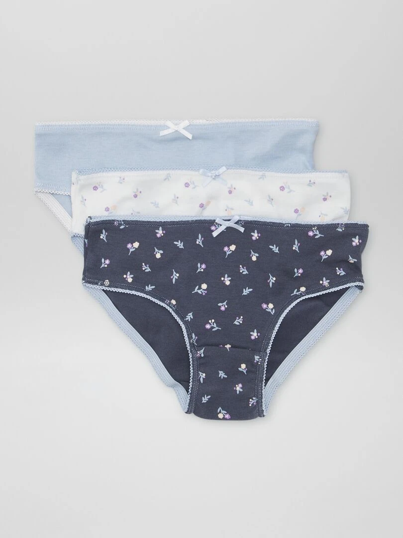 Lot de 3 culottes en jersey Blanc/bleu