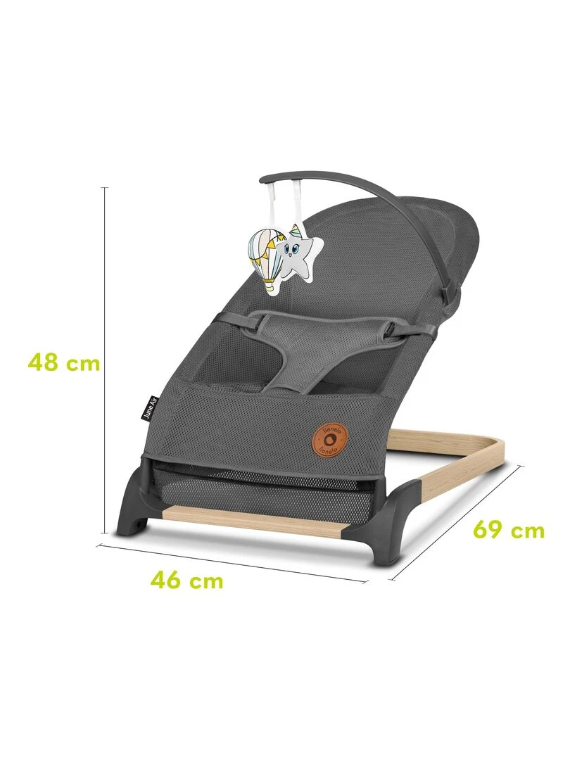 LIONELO June Air   Transat bébé   Mouvement naturel de balancement   Circulation d'air parfaite   Gris