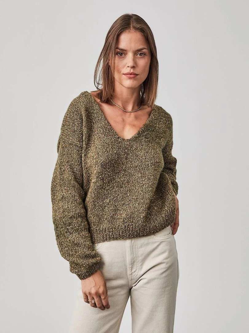 Kit Tricot Pull Mérinos Guenaëlle Vert