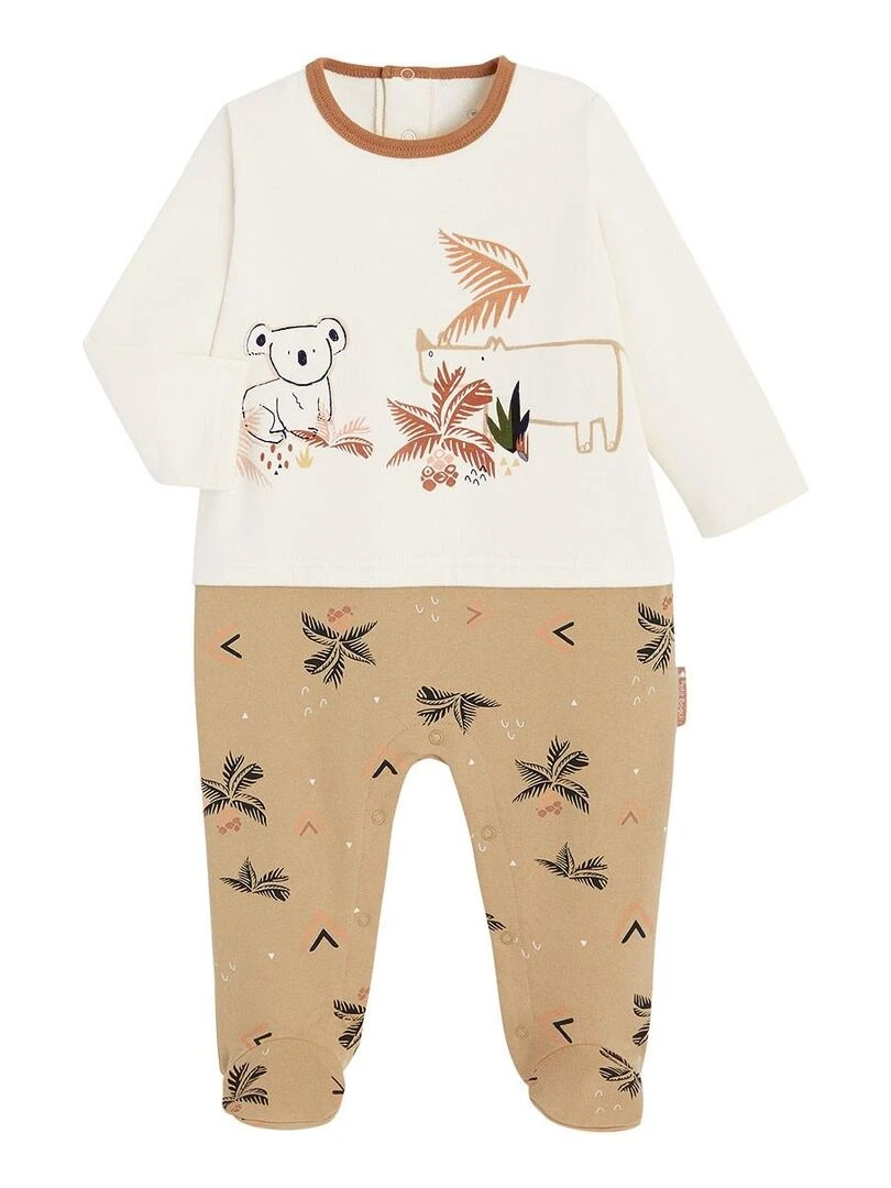 Pyjama bébé en molleton contenant du coton bio Bogota Ecru