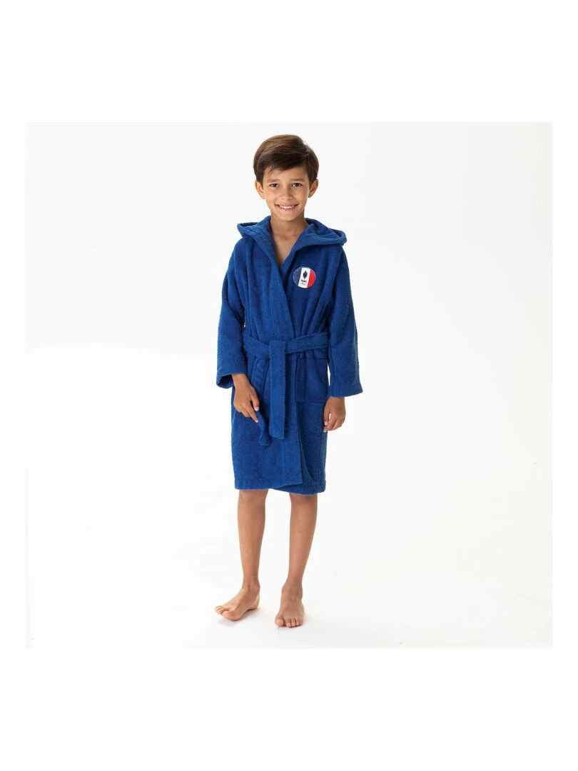 Peignoir enfant 100% coton PARIS 2024 EQUIPE DE FRANCE OLYMPIQUE PATRIOTE Bleu