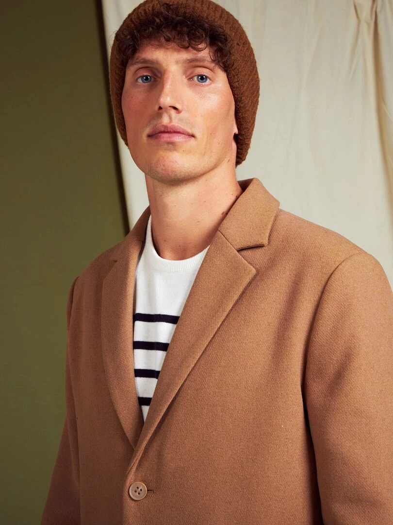 Manteau long avec ouverture boutonnée   Beige