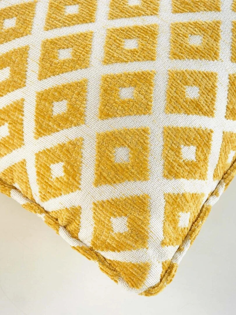 Coussin déhoussable en jacquard   Jaune