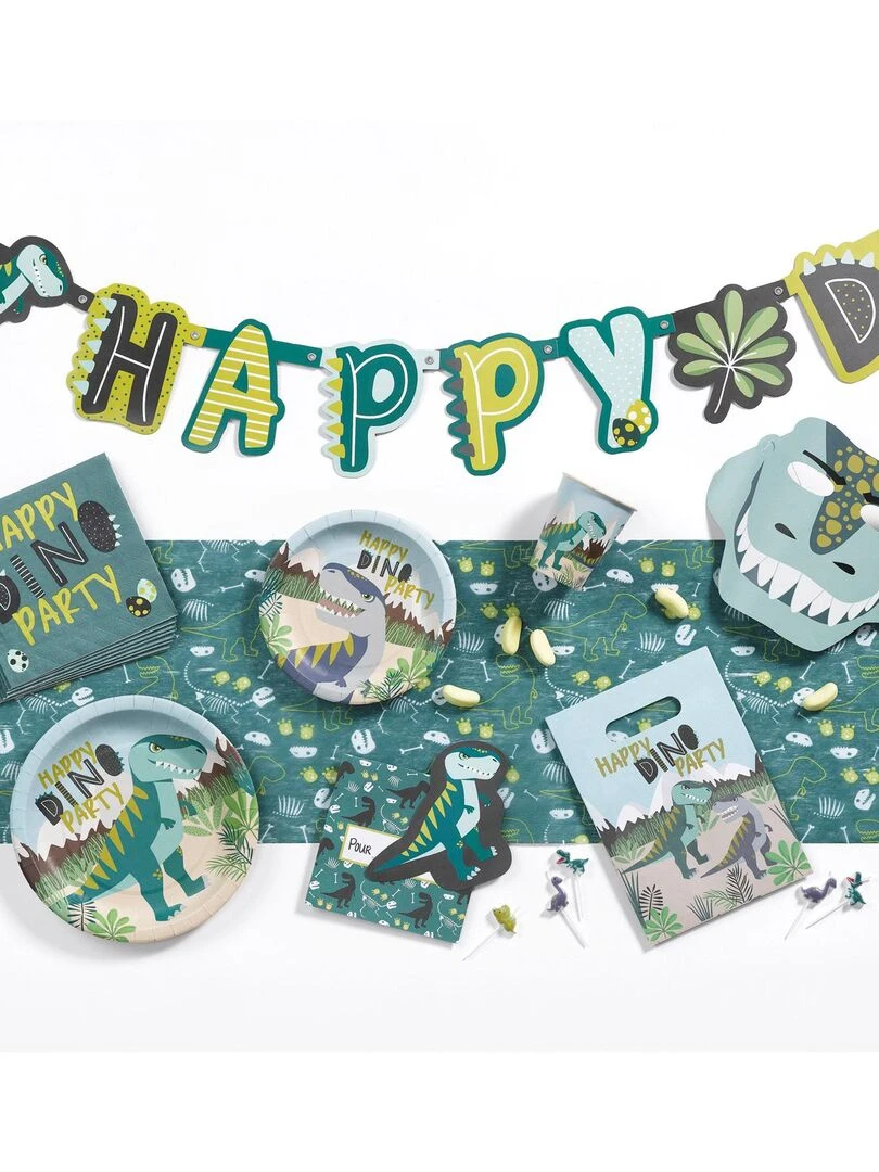 Set de 5 bougies anniversaire 6 cm Happy dino Vert