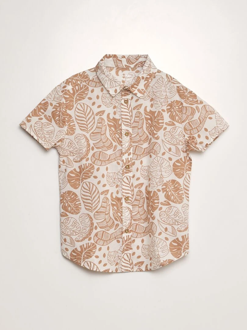 Chemise à manches courtes avec imprimé Beige
