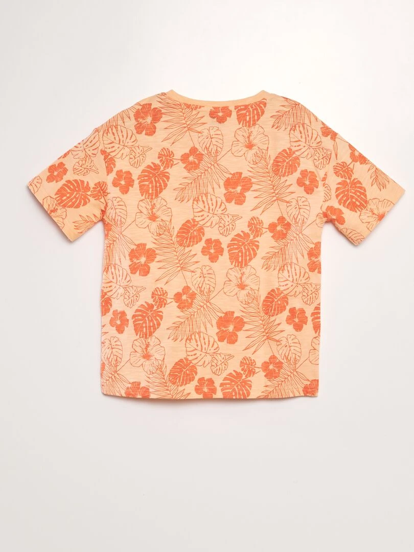 T shirt à col tunisien   ORANGE
