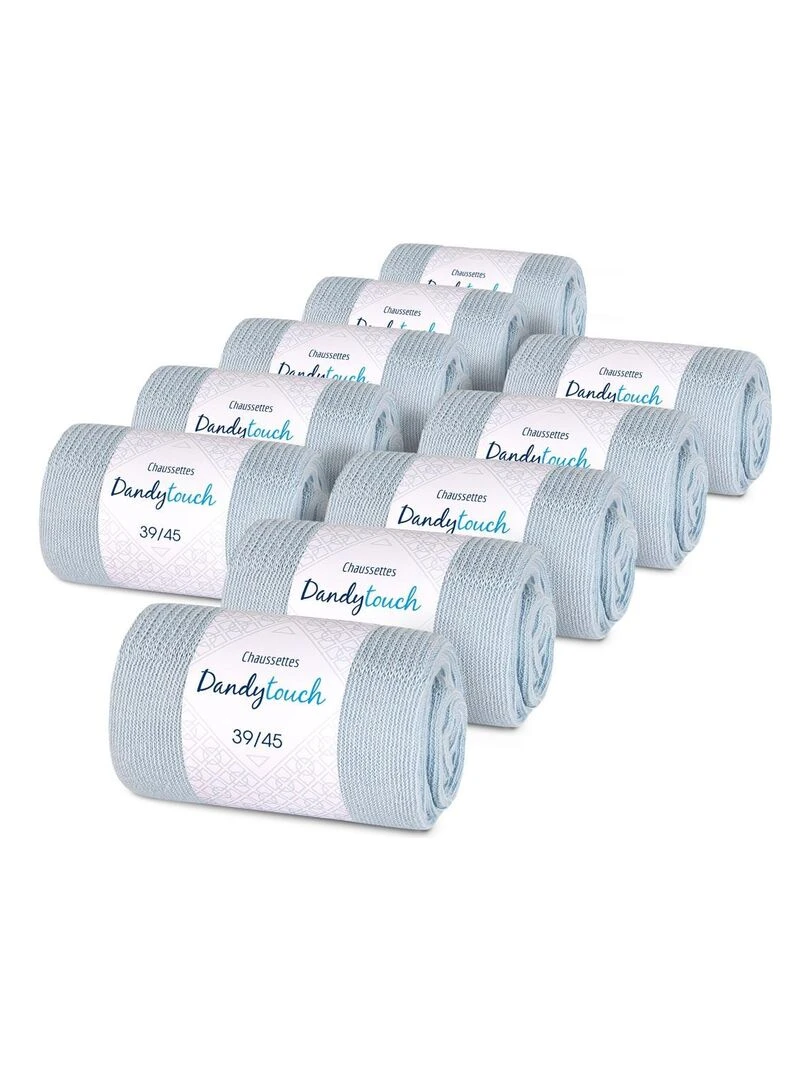 Chaussettes Jersey Coton Lot 10 Paires Fabrication UE Bleu ciel
