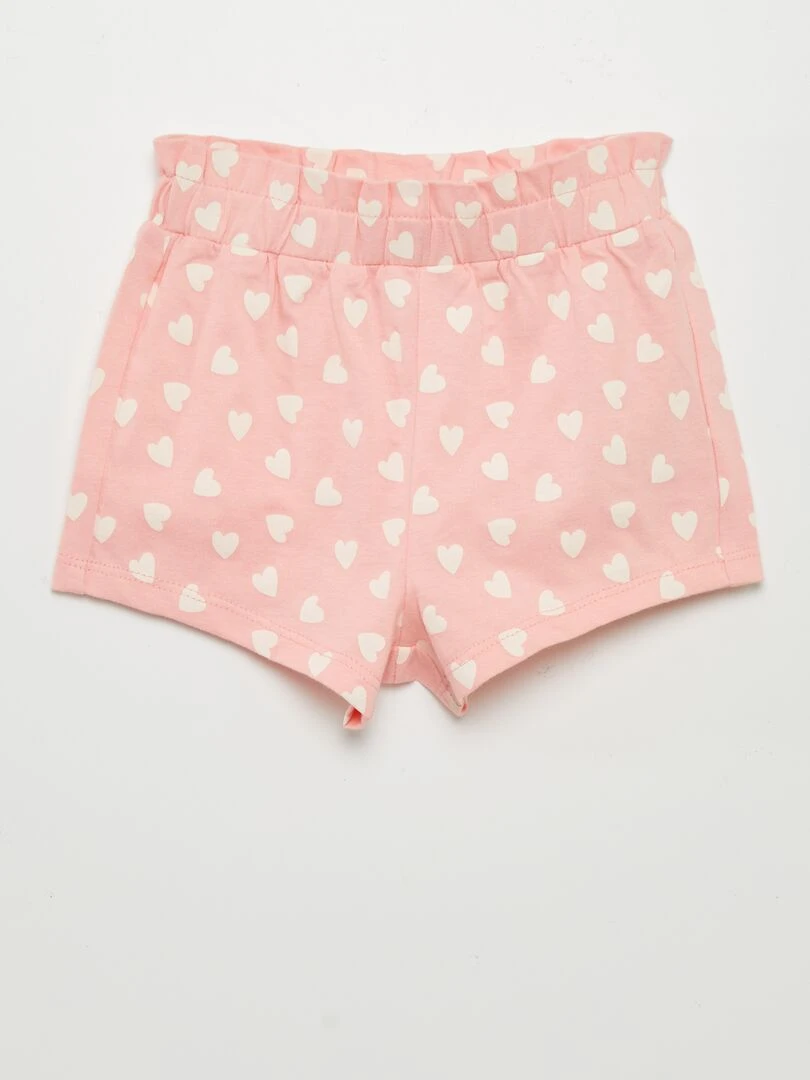Ensemble t shirt + short imprimé   2 pièces   Rose pâle