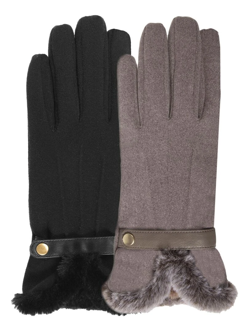Gants femme Noir tactiles microfibre Noir