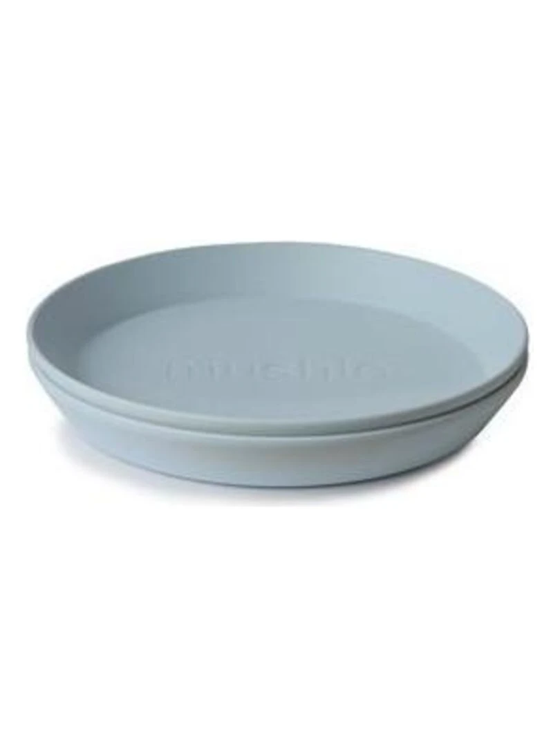 Lot de 2 assiettes rondes Mushie Powder Blue Mushie Bleu