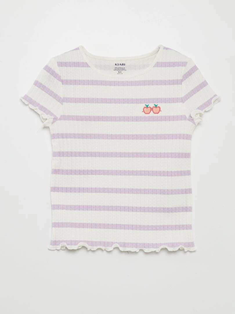 T shirt en matière gaufrée Violet
