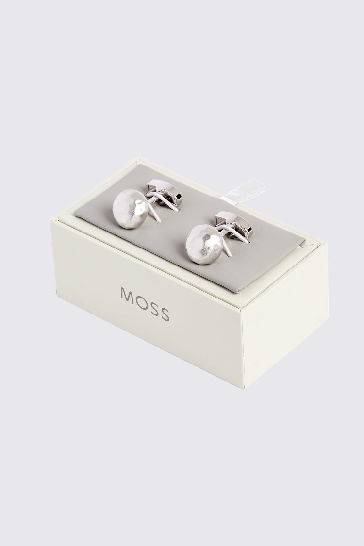 Silver Brushed Dome Cufflinks Buy Online at Moss