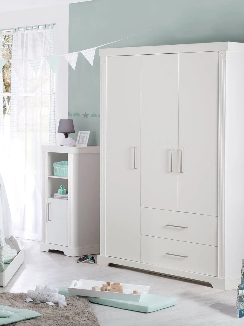 ROBA Armoire "Maxi" – 3 portes et 2 tiroirs – style maison de campagne   Blanc