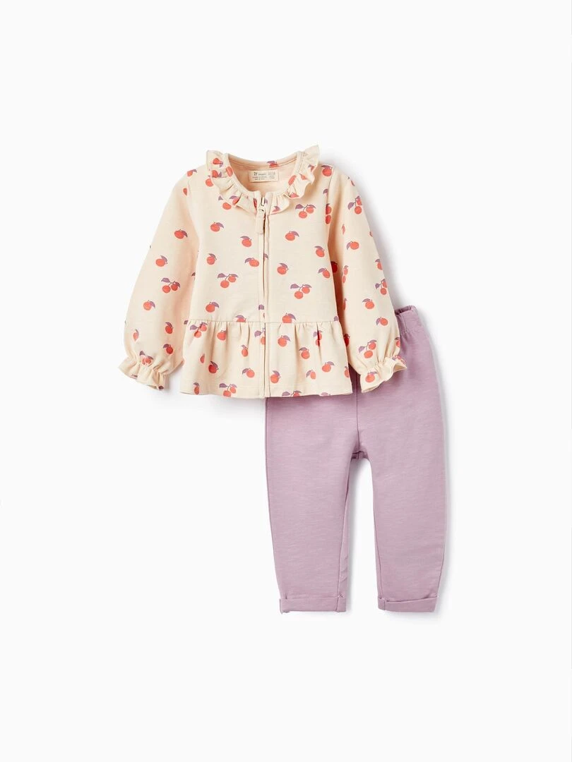 Manteau avec Volants + Pantalon pour Bébé Fille SICILIAN DAYS Rose foncé