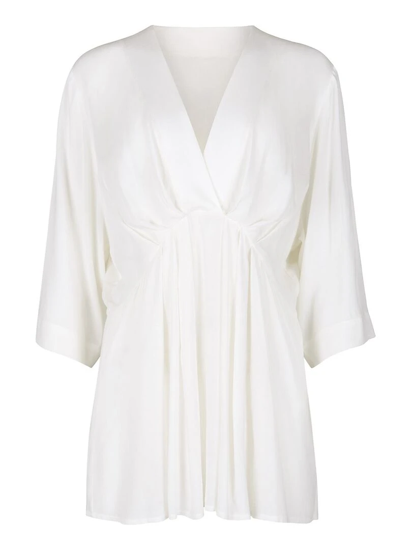 Tunique de plage manches trois quarts Panama   Ecru