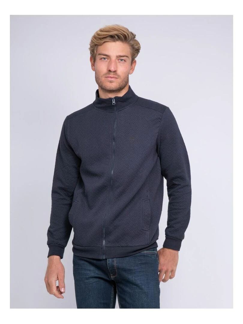 Gilet zippé col montant WARVIN Bleu marine