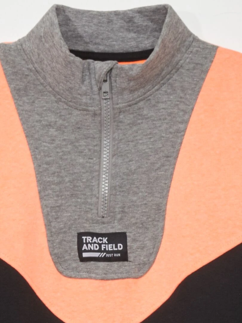 Sweat colorblock en col camionneur Orange/noir