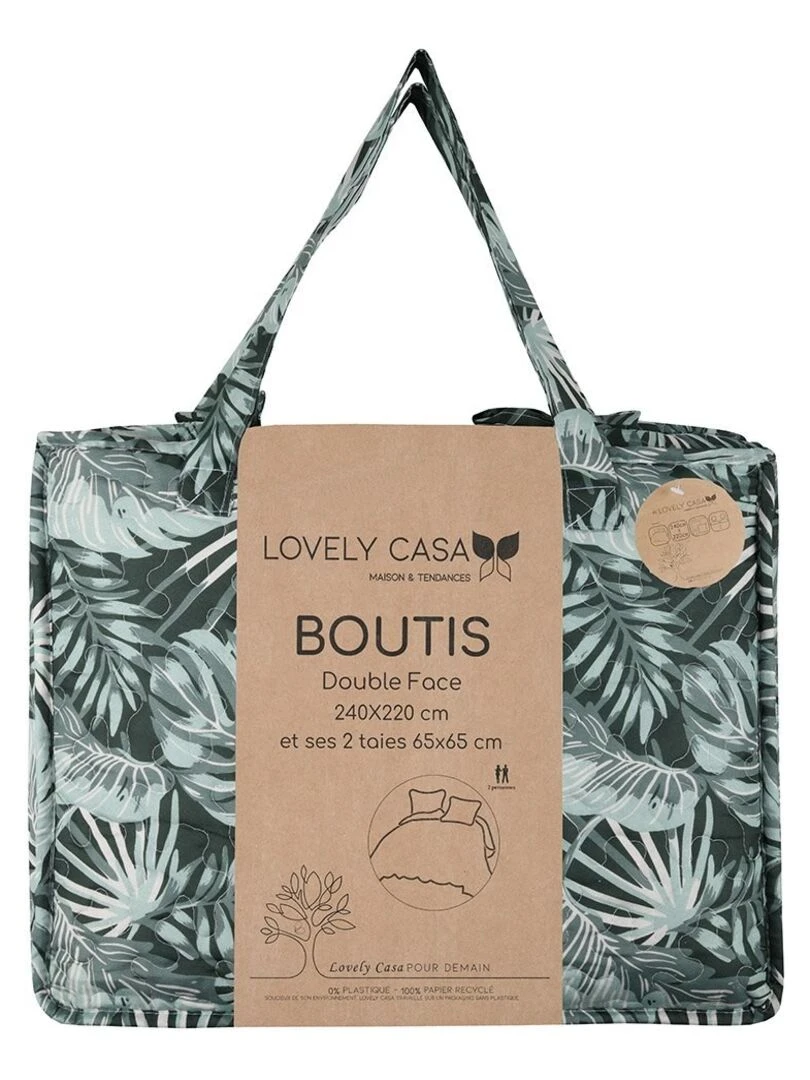Boutis 240x220 avec 2 taies et sac Vibes vert Vert