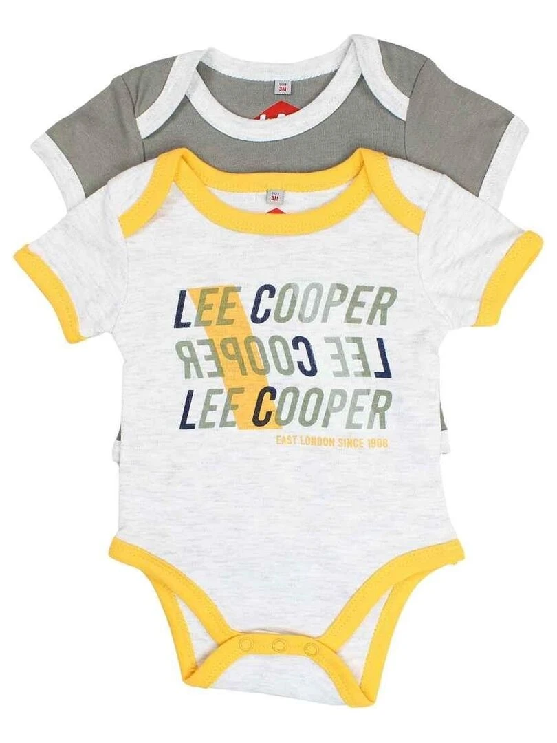 Lee Cooper Lot de 2 bodys bébé garçon en coton Kaki