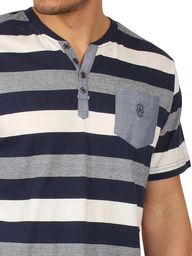 Tenue d'intérieur pyjama short t shirt Greece bleu   Bleu