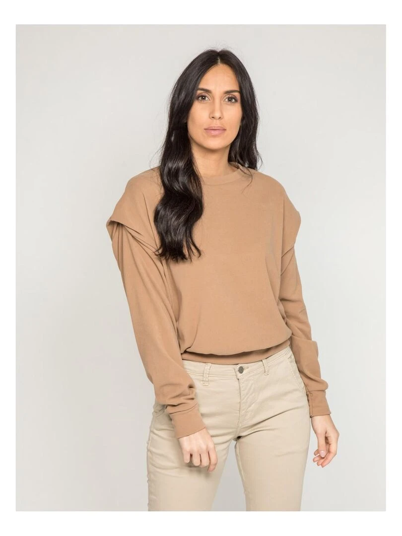 Pull col rond YAHOU Beige