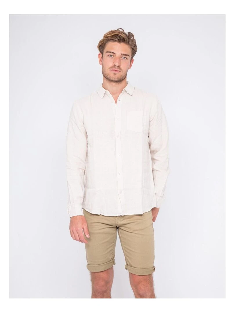 Chemise manches longues lin et coton DALICOT Beige