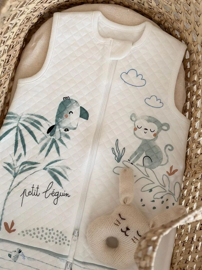 Turbulette d'été en coton matelassé avec jambes séparables Kimi   Ecru