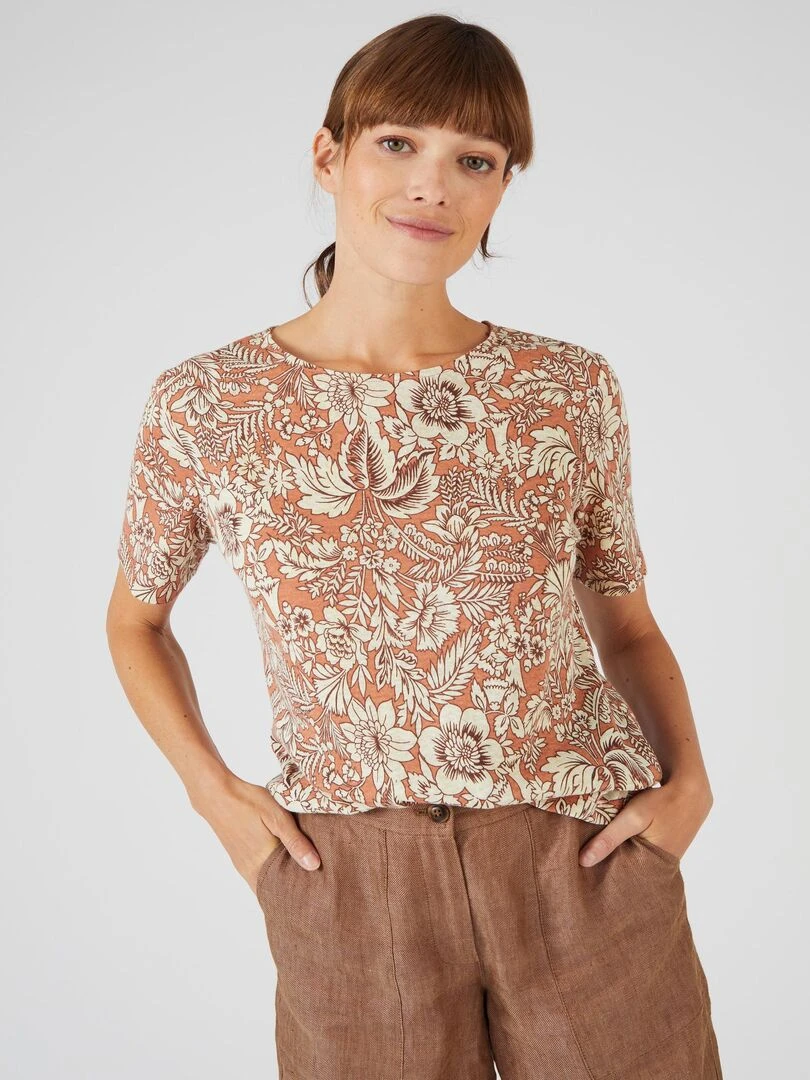 Tee shirt en lin mélangé   Damart   Orange