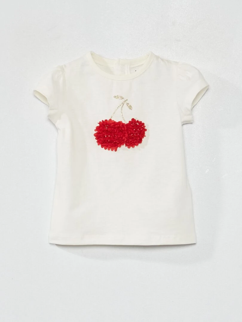 T shirt en jersey avec imprimé Blanc cerise