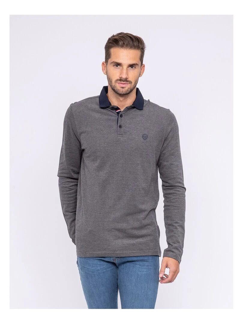 Polo manches longues pur coton PIRATE Noir