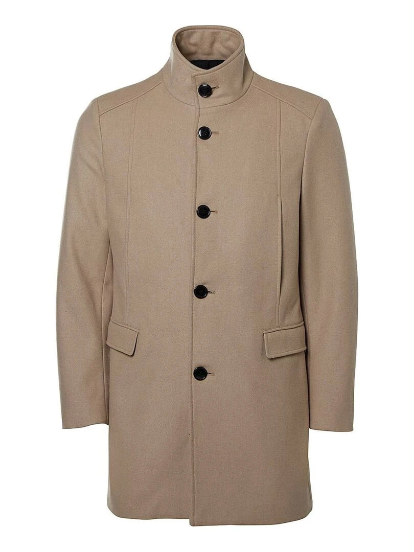 Manteau en drap de laine Selected Beige