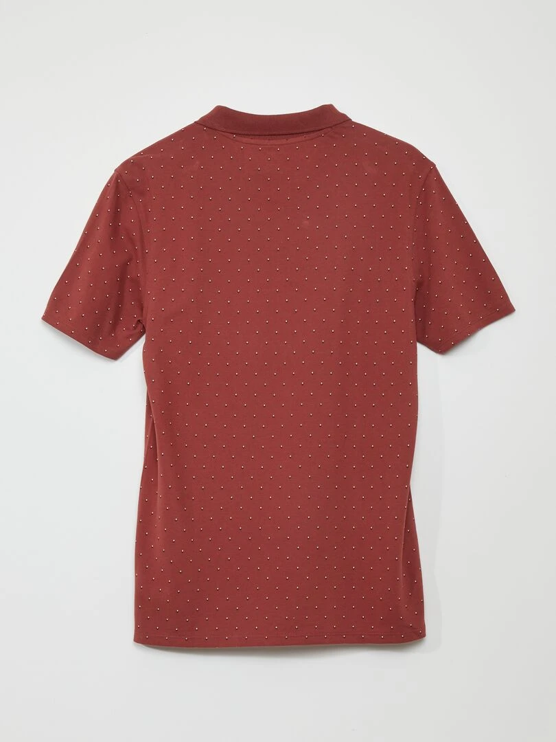 Polo en piqué de coton avec imprimé   Rouge