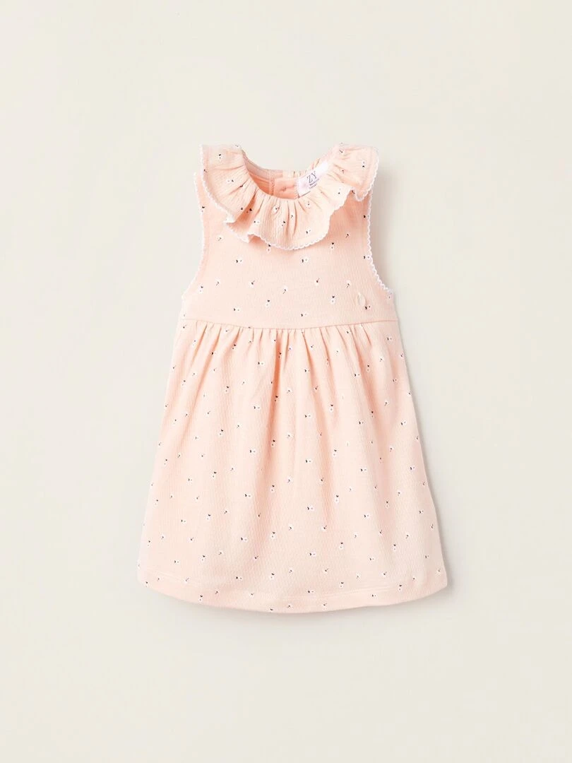 Robe Florale pour Nouveau Né manches courtes Rose clair