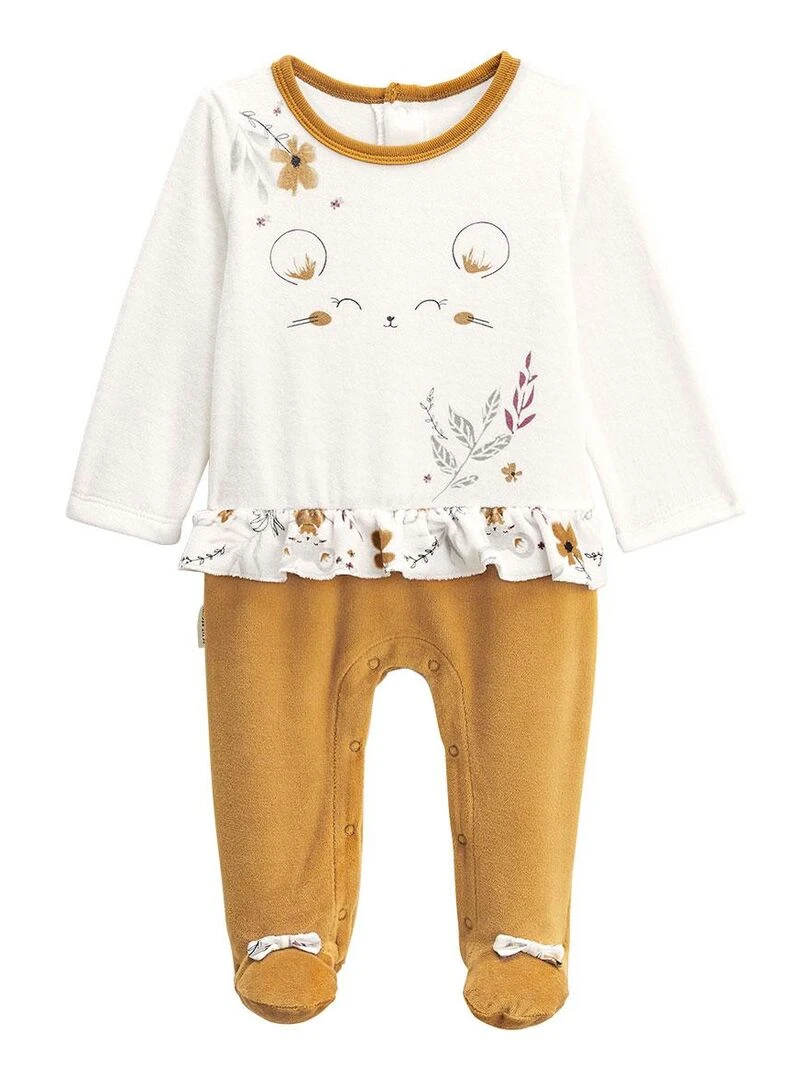 Pyjama bébé en velours Charlie Moutarde