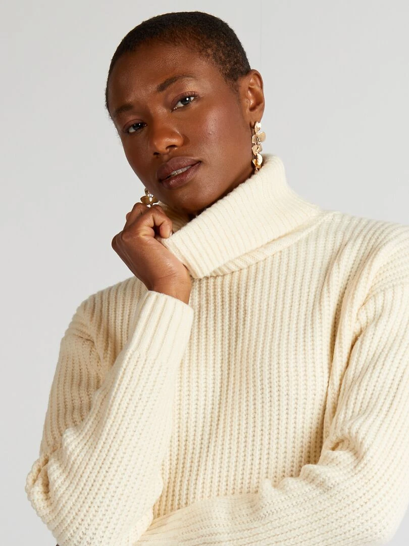 Robe pull en maille épaisse   Ecru