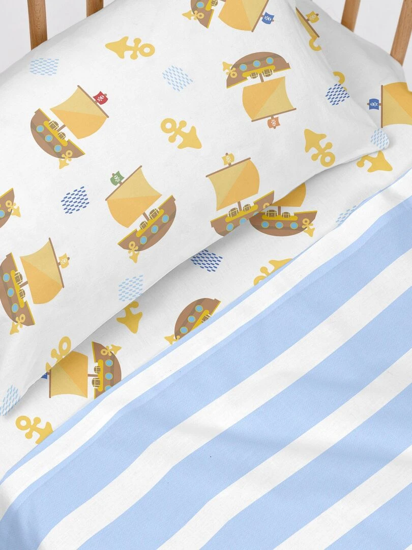 Parure de lit 2 pièces Pirate ship Lit Bébé "Happyfriday" Bleu