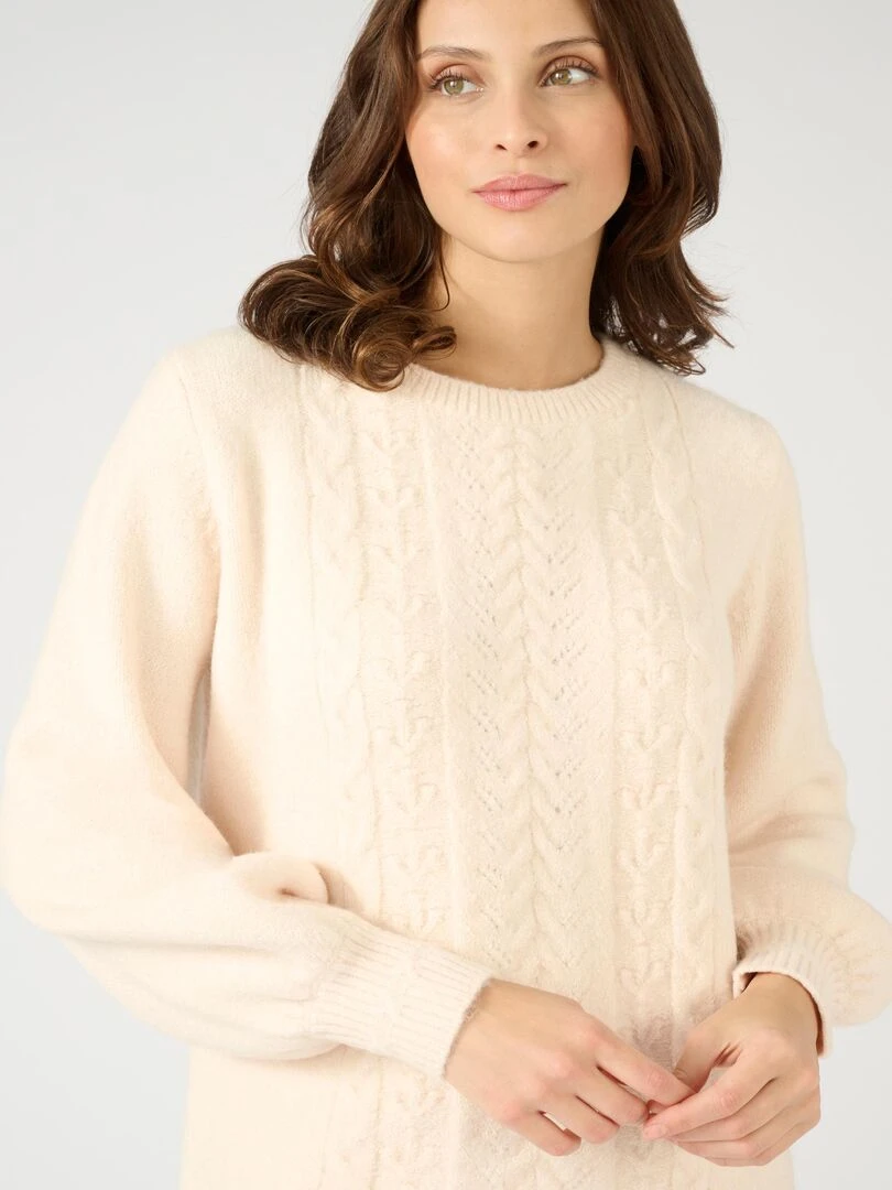 Pull jeu de maille fantaisie Thermolactyl Damart Beige