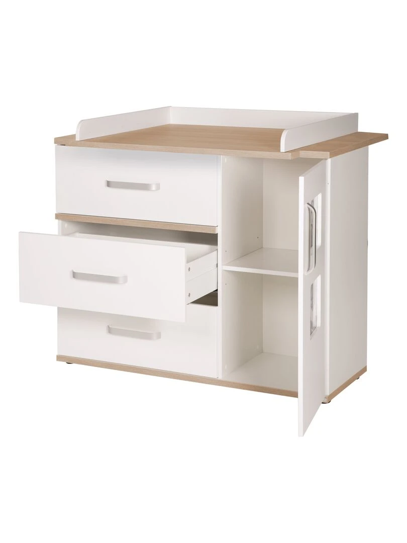 ROBA Commode à Langer "Pia" avec 2 Cadres Photo Blanc/Chêne "San Remo" Blanc Marron