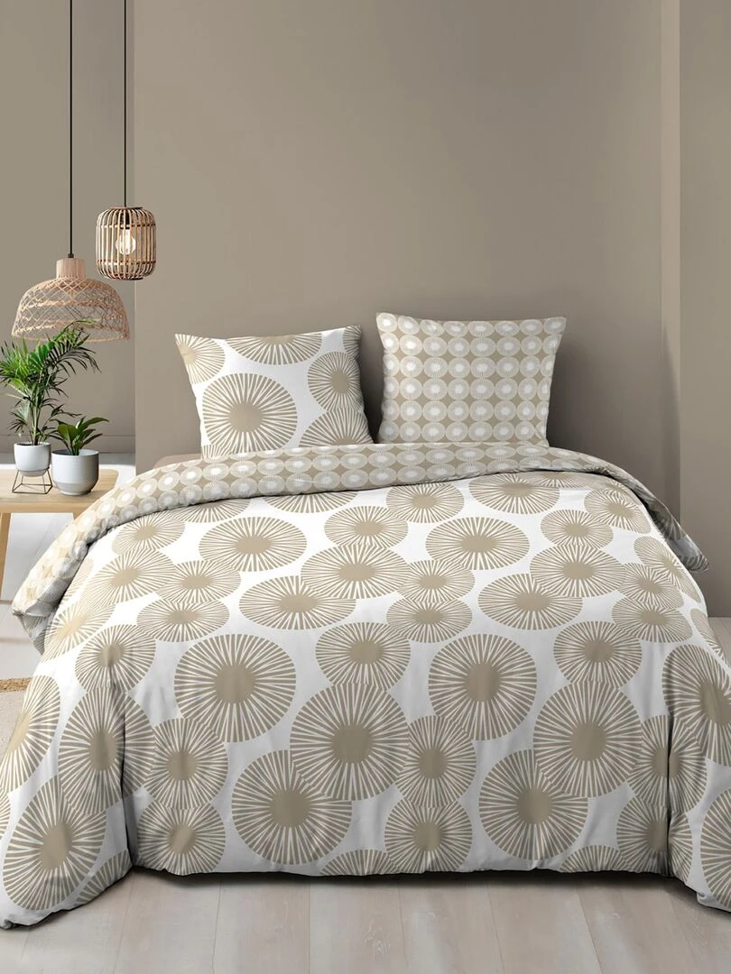 Housse de couette + 2 taies Collection Rosace Nabulla Beige