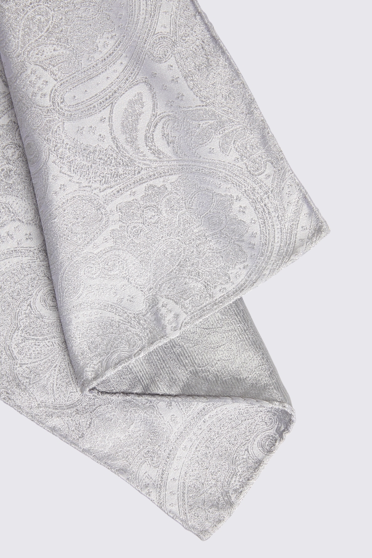 Silver Wedding Paisley Pocket Square Buy Online at Moss