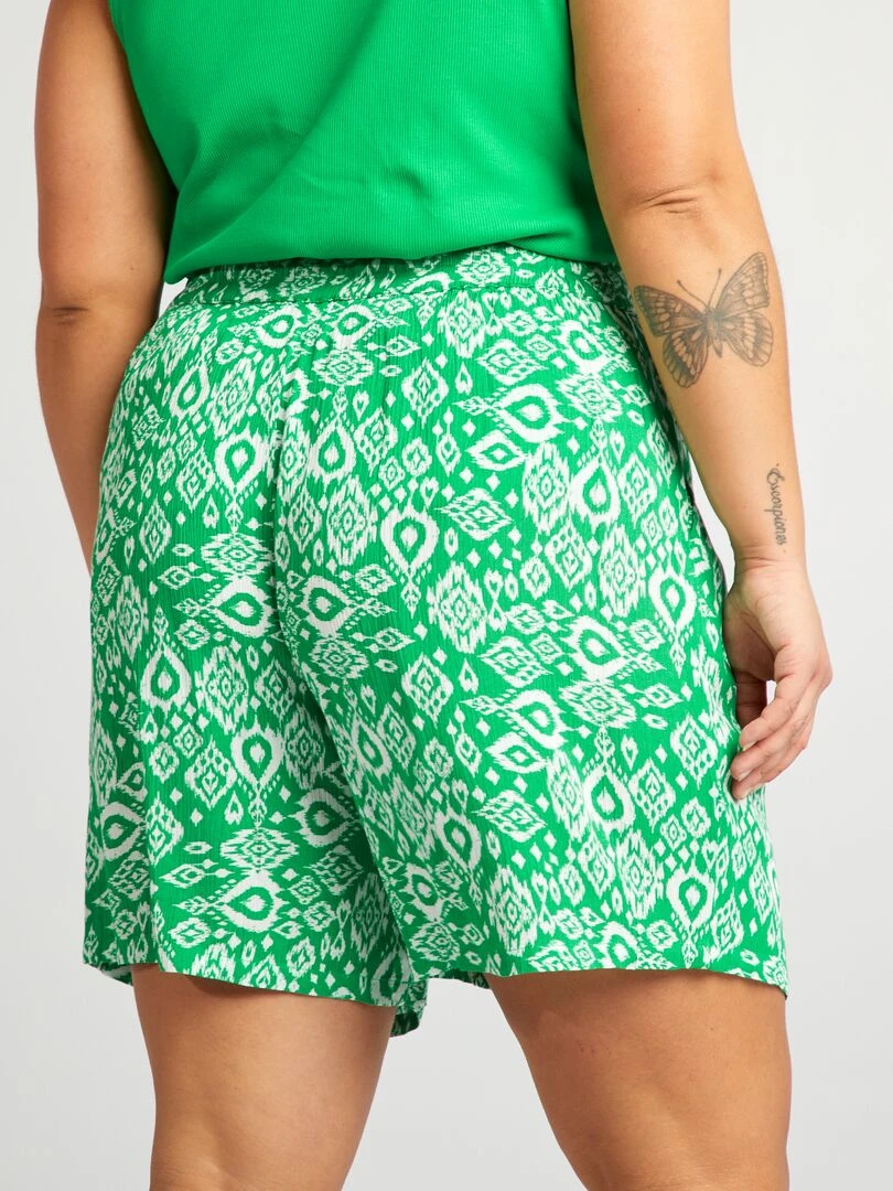 Short droit en maille crêpée   Vert
