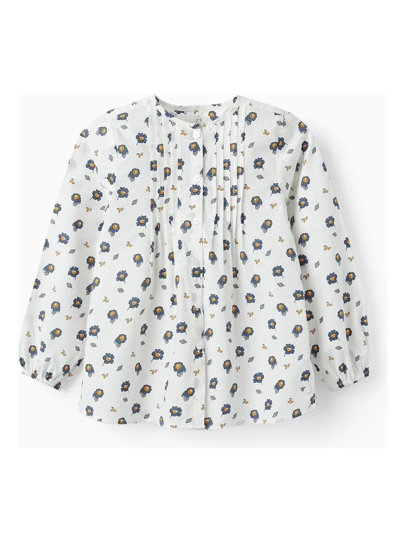 Blouse en Coton pour Fille 'Fleurs' manches longues ROYALS OFF DUTY Blanc