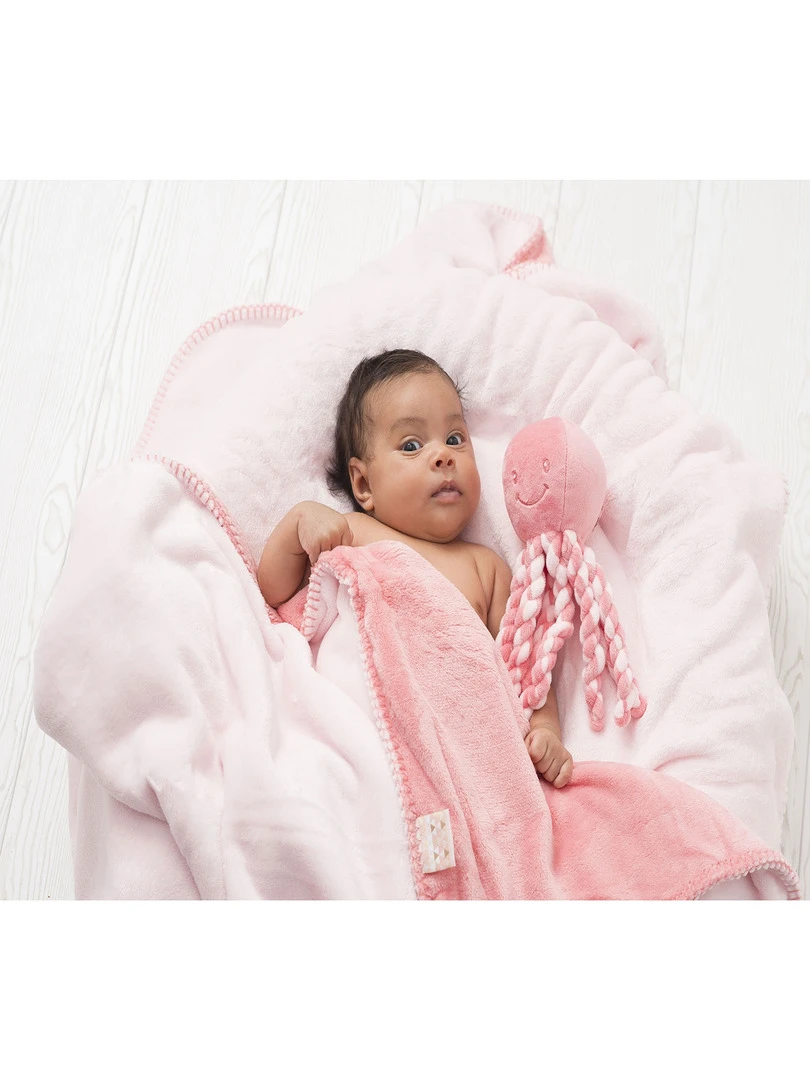 Peluche pieuvre Lapidou rose et blanc (23 cm)   Rose