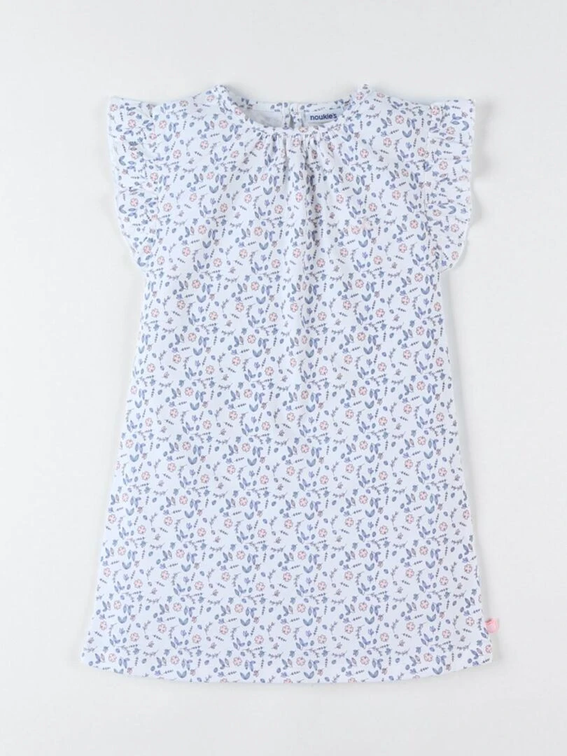 Robe de nuit fleurie en jersey  écru/bleu   Noukie's   Bleu
