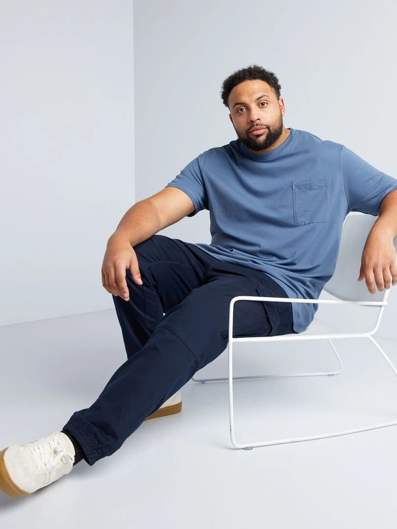 T shirt en jersey uni Bleu