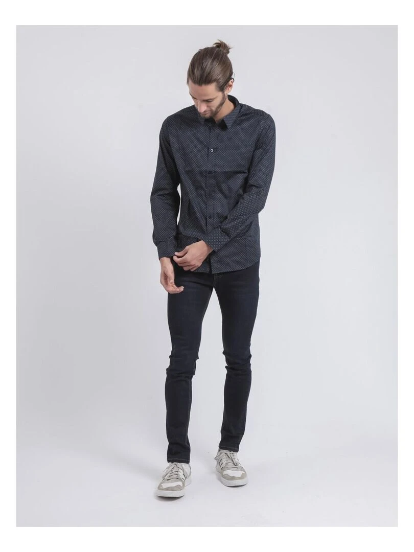 Chemise manches longues motifs TOPALGA   Bleu marine